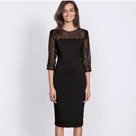 Boden black Isabella polka dot pointe dress size 12 - Picture 1 of 15